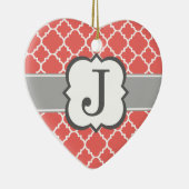 Coral White Monogram Letter J Quatrefoil Keramisch Ornament (Rechts)