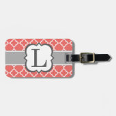 Coral White Monogram Letter L Quatrefoil Bagagelabel (Voorkant horizontaal)