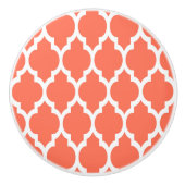 Coral White Moroccan Quatrefoil Pattern #4 Keramische Knop (Voorkant)