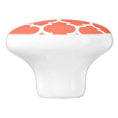 Coral White Moroccan Quatrefoil Pattern #4 Keramische Knop (Zijkant)