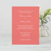 Coral White Plain Simple Wedding Invitation Kaart (Staand voorkant)