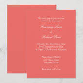 Coral White Plain Simple Wedding Invitation Kaart (Voorkant / Achterkant)