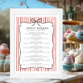 Coral White Stripe Vintage Bow Price List Poster