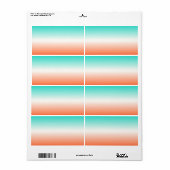 Coral White Turquoise Ombre Etiket (Full Sheet)