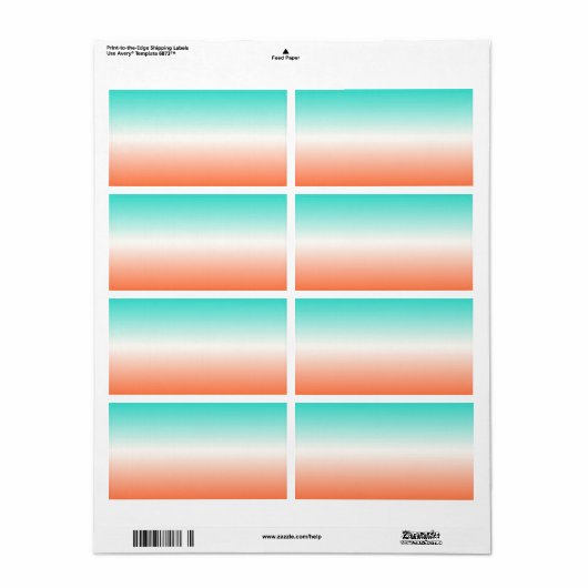 Coral White Turquoise Ombre Etiket (Full Sheet)