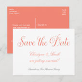 Coral & White Wedding Elegant Save Date Briefkaart (Voorkant / Achterkant)