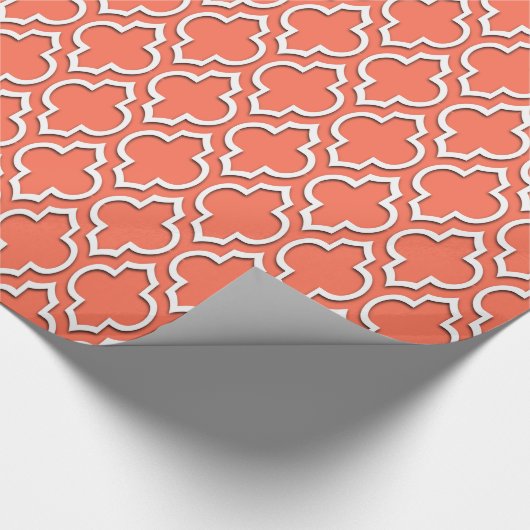 Coral White XL Moroccan Quatrefoil #7DS Cadeaupapier (Hoek)