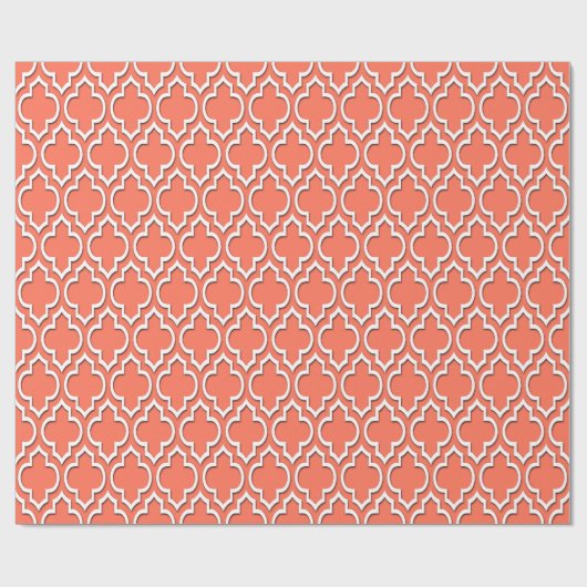 Coral White XL Moroccan Quatrefoil #7DS Cadeaupapier (Vlak)