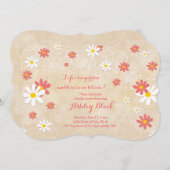 Coral White Yellow Daisy Bridal Shower Kaart (Voorkant / Achterkant)