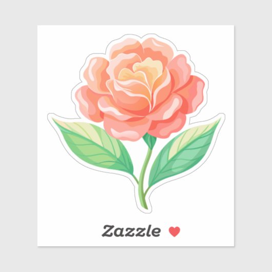 Coral Wildflower Custom-Cut Vinyl Sticker (Vel)