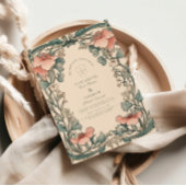 Coral Wildflower Lijst bruiloft Kaart