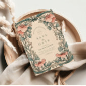 Coral Wildflower Lijst bruiloft Save The Date