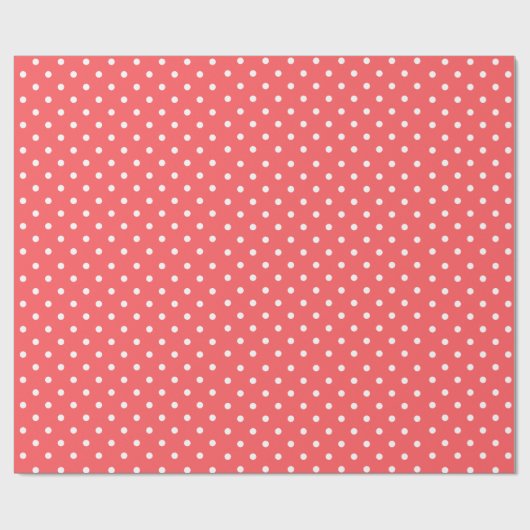 Coral | Wit Polka Dot inpakpapier (Vlak)