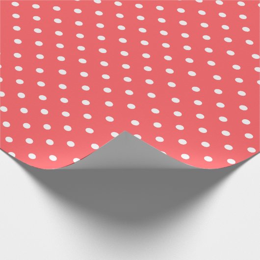 Coral | Wit Polka Dot inpakpapier (Hoek)