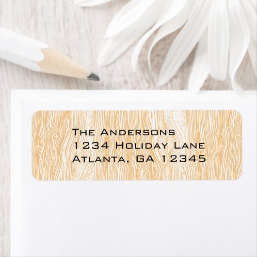 Coral Wood Grain Retouradres Labels (Insitu)