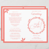 Coral Woodsy Wedding Ceremony Folded Programme (Voorkant / Achterkant)