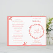 Coral Woodsy Wedding Ceremony Folded Programme (Staand voorkant)