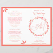 Coral Woodsy Wedding Ceremony Folded Programme (Voorkant)