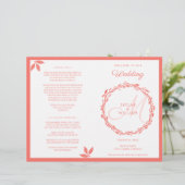Coral Woodsy Wedding Ceremony Folded Programme (Staand voorkant)