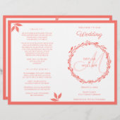 Coral Woodsy Wedding Ceremony Folded Programme (Voorkant / Achterkant)