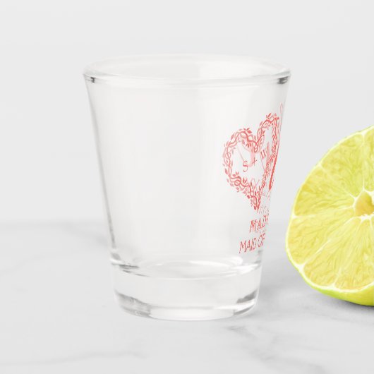 Coral Woodsy Wedding Garland Heart Bridal Party Shot Glas (Links)