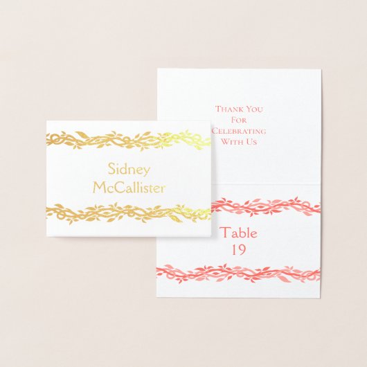 Coral Woodsy Wedding Place Card Escort Seating Folie Kaarten (Display)