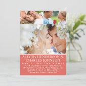 Coral Your Photo Typography Wedding Invitations Kaart (Staand voorkant)