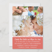 Coral Your Photo Wedding Invitations Kaart (Voorkant)
