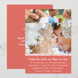 Coral Your Photo Wedding Invitations Kaart