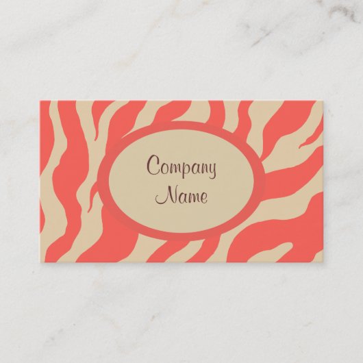Coral Zebra Print Visitekaartje (Voorkant)