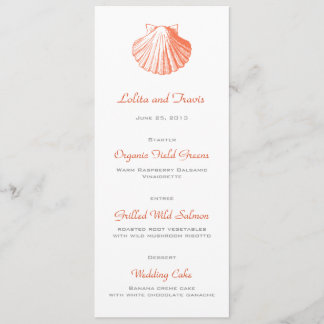 Coral Zee Shell Wedding Menu Kaart
