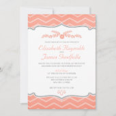 Coral Zigzag Wedding Invitting Kaart (Voorkant)
