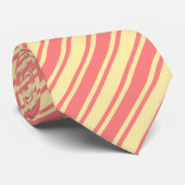 Corale en gele snoepjes strepen stropdas (Opgerold)