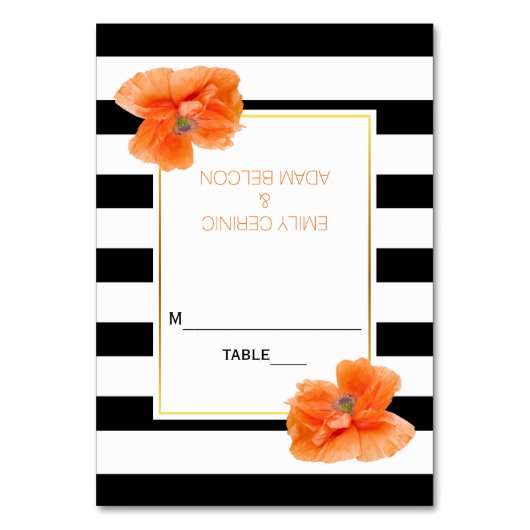 Corale papavers en stripescortskaart kaart (Voorkant)