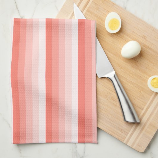 Corale perzikschaduwstrepen theedoek (Quarter Fold)