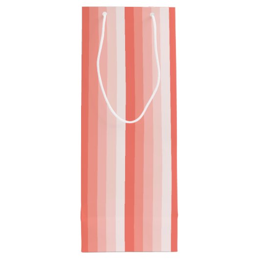 Corale perzikschaduwstrepen wijn cadeautas (Achterkant)