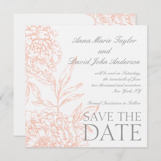 Corale pony's sparen de datum save the date (Voorkant / Achterkant)