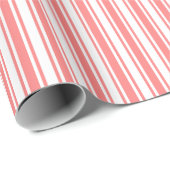 Corale strepen en witte snoepjes cadeaupapier (Rol Hoek)