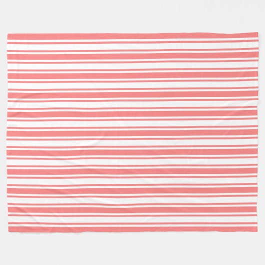 Corale strepen en witte snoepjes fleece deken (Voorkant (Horizontaal))