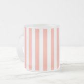 Corale strepen en witte snoepjes matglas koffiemok (Voorkant links)