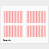 Corale strepen en witte snoepjes rechthoekige sticker (Vel)