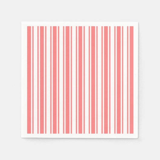 Corale strepen en witte snoepjes servet (Voorkant)