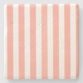 Corale strepen en witte snoepjes stenen onderzetter (Voorkant)