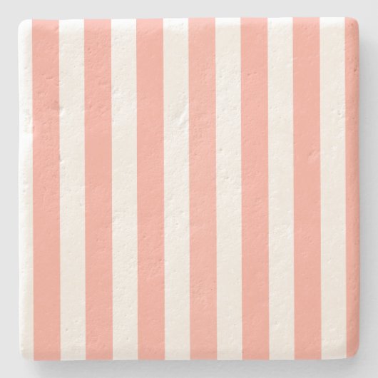 Corale strepen en witte snoepjes stenen onderzetter (Voorkant)