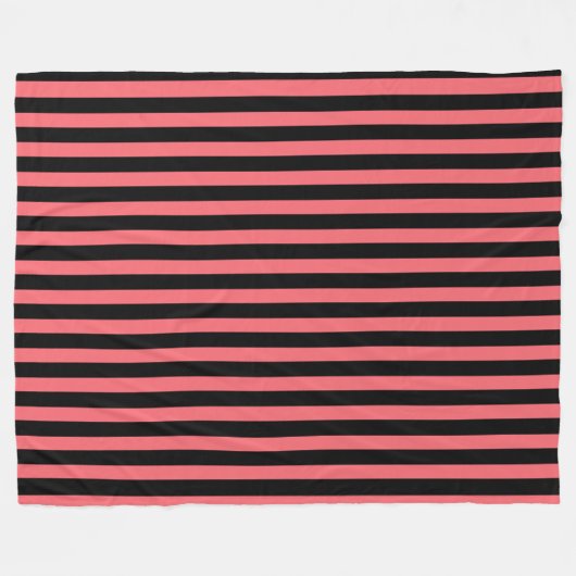 Corale strepen en zwarte snoepjes fleece deken (Voorkant (Horizontaal))