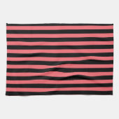 Corale strepen en zwarte snoepjes theedoek (Horizontaal)