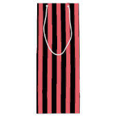 Corale strepen en zwarte snoepjes wijn cadeautas (Achterkant)