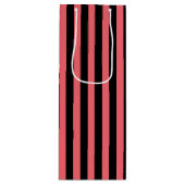 Corale strepen en zwarte snoepjes wijn cadeautas (Voorkant)