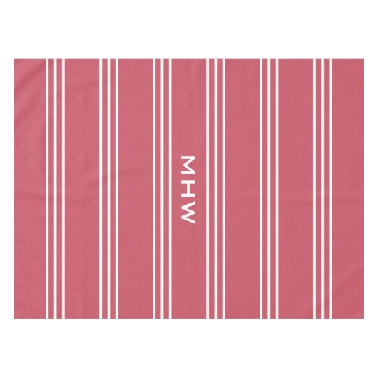 Corale stripes, aangepaste monogram tafelkleden (Voorkant (Horizontaal))