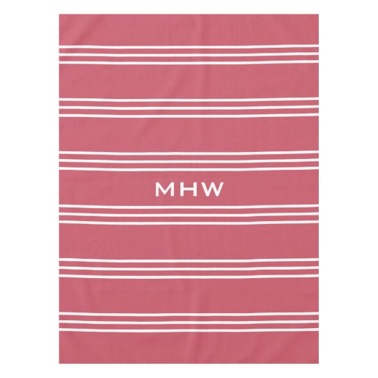 Corale stripes, aangepaste monogram tafelkleden (Voorkant)